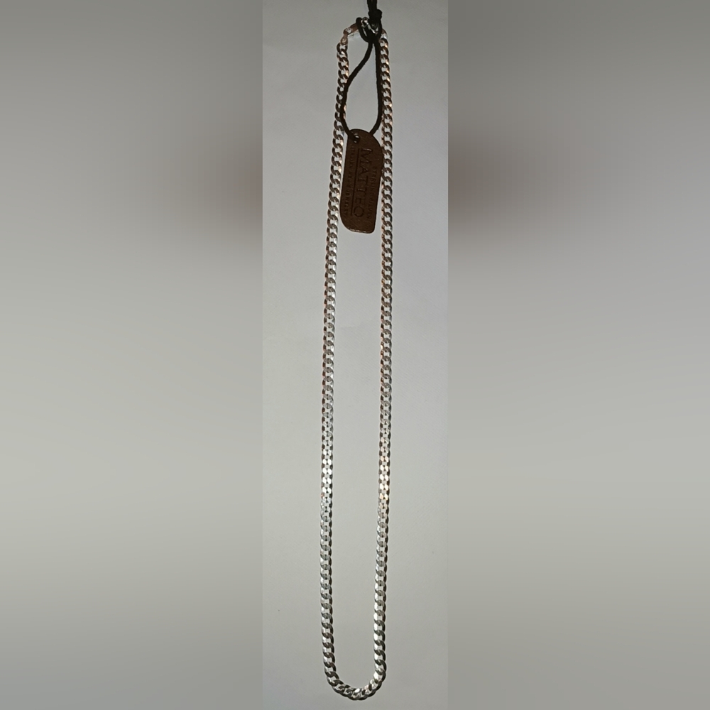 NWT MATTEO ITALIAN STERLING SILVER MEN'S 24" DIAMOND-CUT CURB CHAIN.